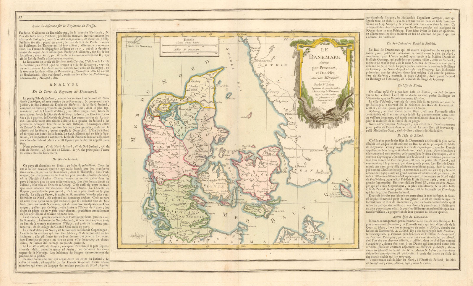 'Le Danemark divisé par Provinces et Diocèses…' BRION DE LA TOUR/DESNOS 1766 map